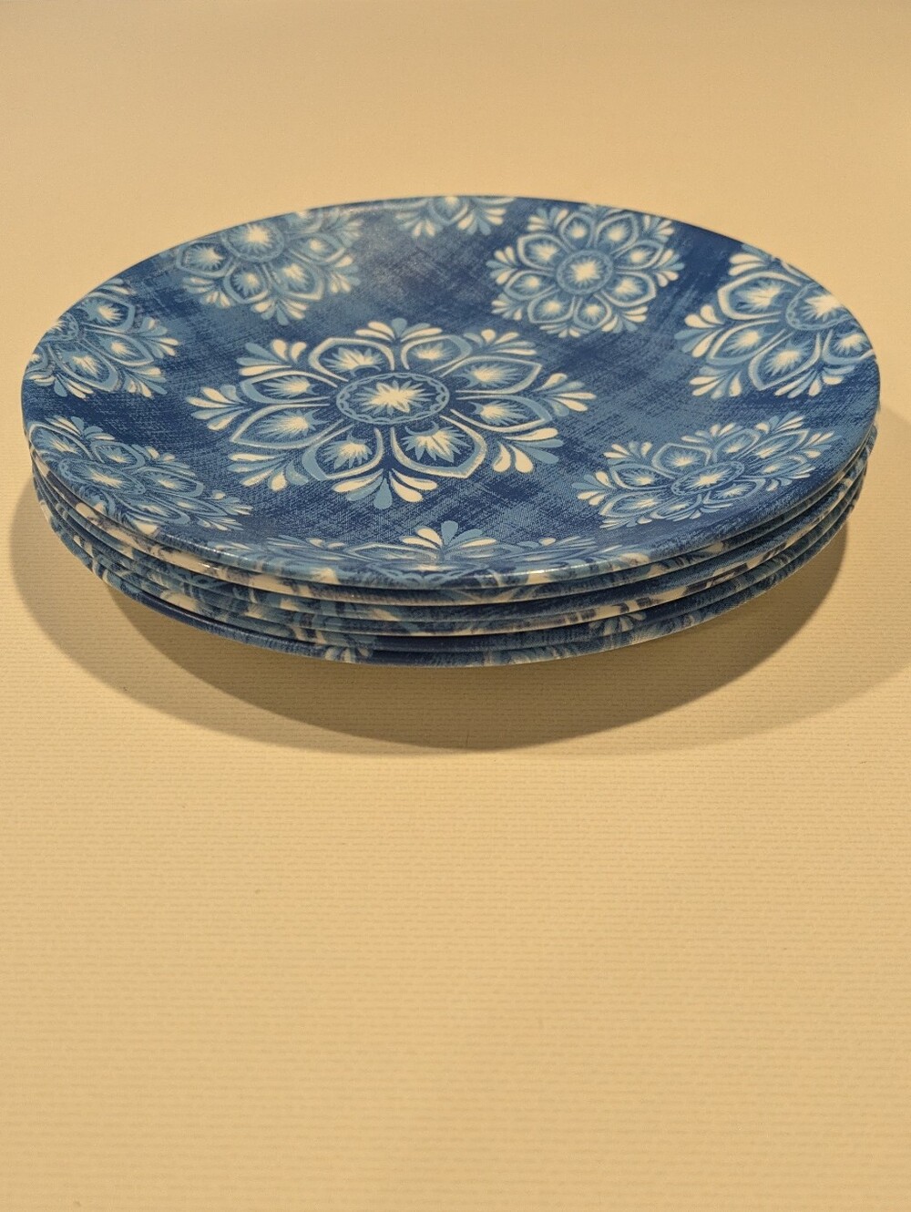 6 Corelle Lisbon Terrace Blue Appetizer Salad Plates, 6.75" Vitrelle Glass Set - Picture 5 of 11